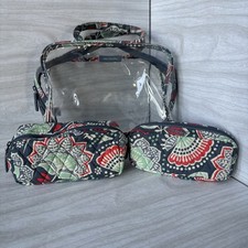 Vera Bradley Nomadic Floral 3 piece travel cosmetic makeup clear toiletry set
