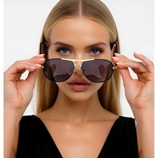 Women Elegant Sunglasses Polarized Driving Glasses Black Lens Gold Frame Lentes