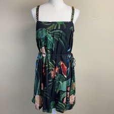NWT Farm Rio Black Midnight Macaw Fiesta Sleeveless Mini Dress Size M