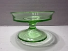 Vintage Uranium Vaseline Glass Green Pedestal Compote Dish Depression Era
