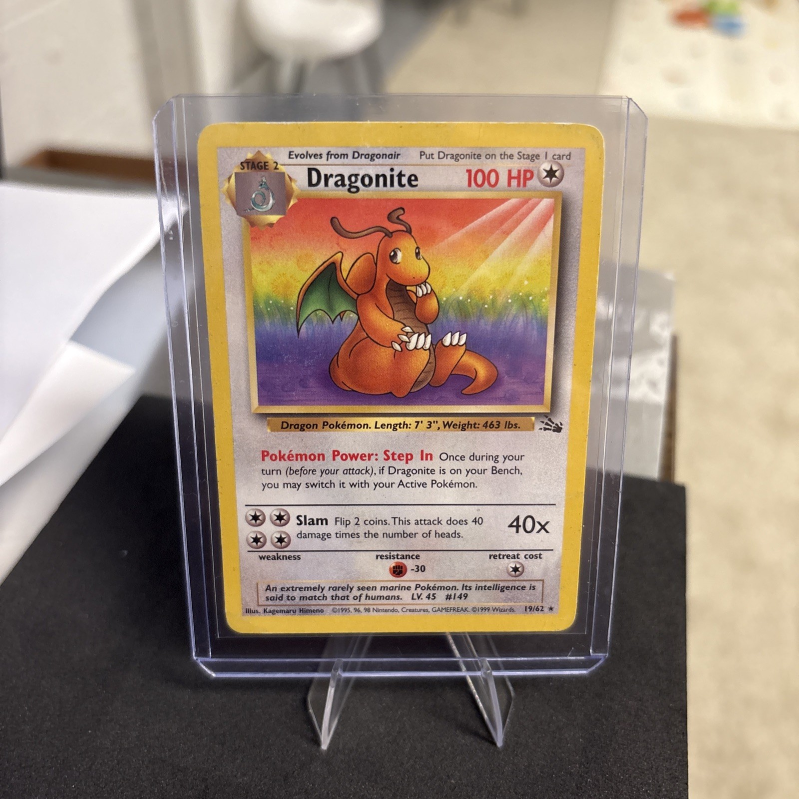 Pokémon TCG Dragonite Fossil 19/62 Rare Unlimited 100HP English 1999