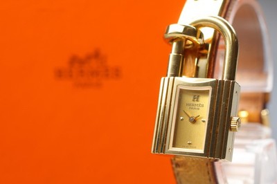 Vintage [Exc + 5 Box] HERMES Kelly Watch Gold Braun ''Z'' Damen Quarzuhr JAPAN