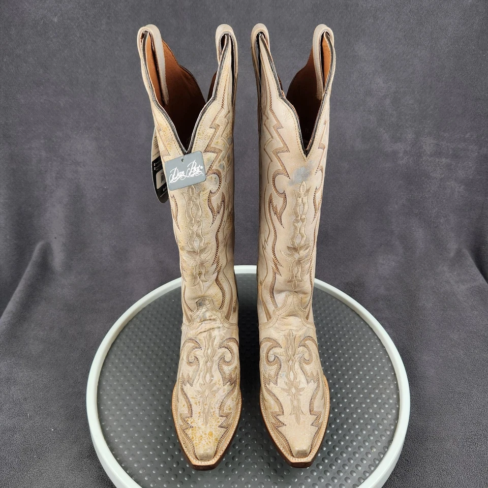 Botas occidentales Dan Post Silvie punta corta para mujer talla 9 cuero hueso altas DP4276 Foto 3 de 4