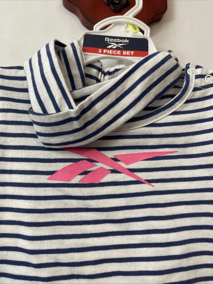 Reebok Infantil Niñas 3-6 Meses Rosa y Azul Conjunto de 3 Piezas ¡NUEVO CON ETIQUETAS! MZZ8 Foto 2 de 4