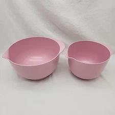 Bowls Nesting Melamine Mixing Bowl with Pour Spout Set of 2 Pink Vintage 