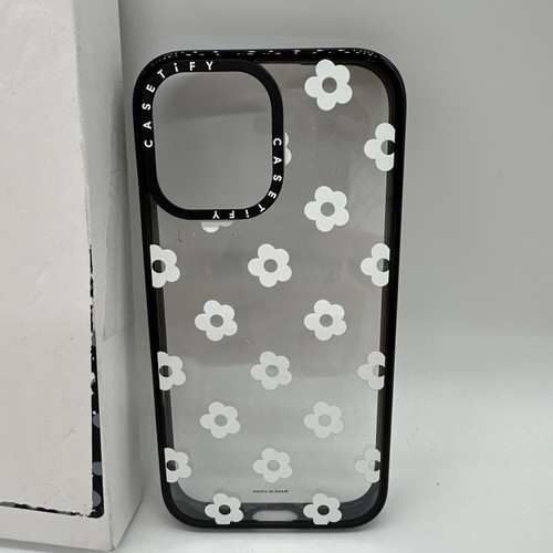 CASETiFY Compact iPhone 16 Case - Ditsy Daisies - White- Clear Black - Picture 3 of 4
