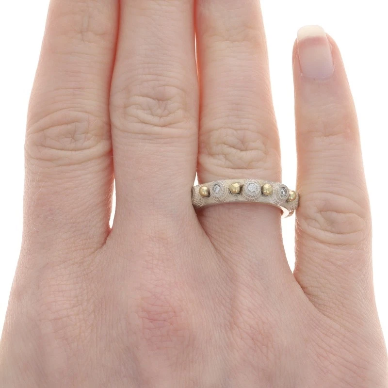 Sterling Silver Diamond Eternity Band - 925 & Gold 14k Round .25ctw Ring Sz 6 - Image 2 of 4