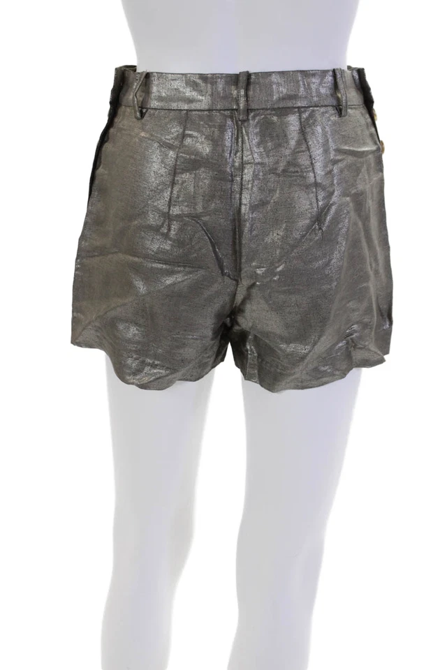 Pantalones Cortos Elizabeth and James Gris Mujer Tiro Alto Metálico Lino Gris Talla 0 Foto 3 de 4