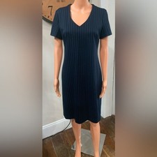 Banana Republic Navy Pinstripe V-Neck Midi Dress