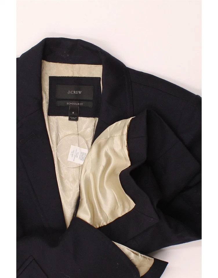 J. CREW Womens Schoolboy 2 Button Blazer Jacket US 6 Medium Navy Blue Wool XR13 - Image 3 of 3