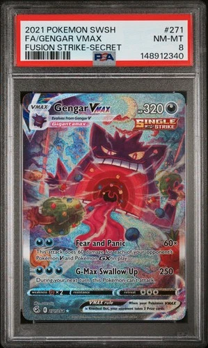 2021 POKEMON SWORD & SHIELD FUSION STRIKE SECRET #271 FULL ART/GENGAR VMAX PSA 8