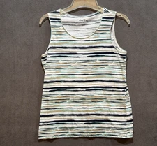 Coral Bay Tank Top Multicolor Geometric Cotton Blend Round Ocean Beachy Comfort