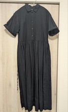 UNIQLO Shirt Dress Black M Women's Pleated Front Open Buttons Used