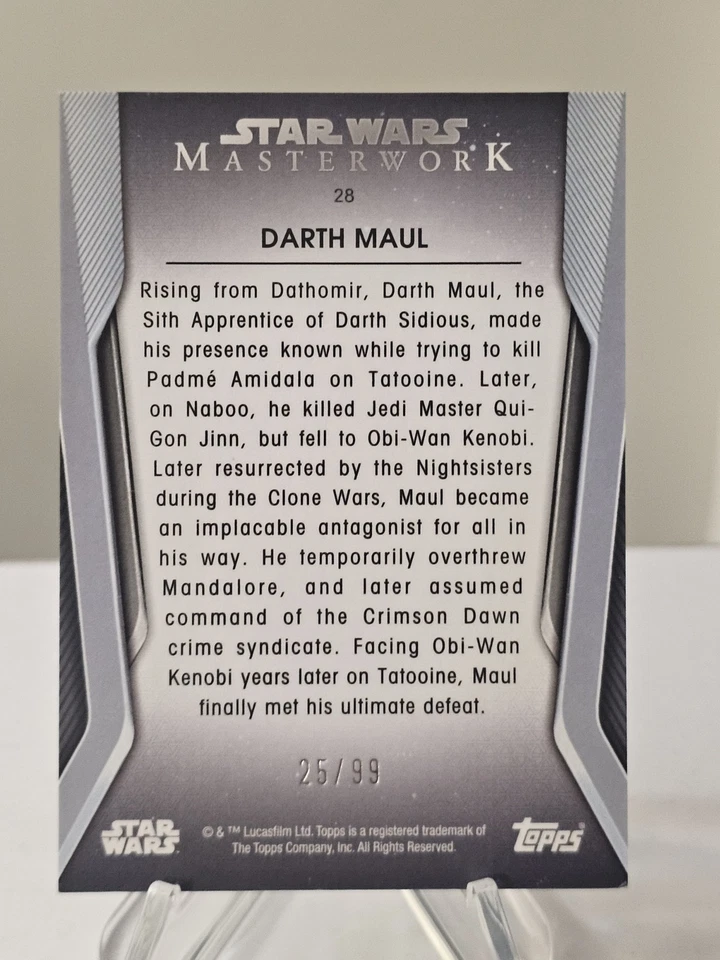 2021 Topps Star Wars Masterwork 25/99 Darth Maul Green Parallel #28 - Image 3 of 3