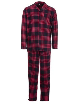 Henry Terre Herren Pyjama Kent mit Karo Muster Langarm Schlafanzug Baumwolle
