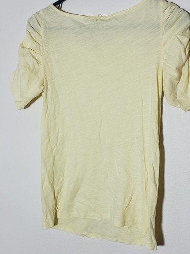 Little yellow button anthro medium yellow shirt bubble sleeve button detail - Picture 5 of 5