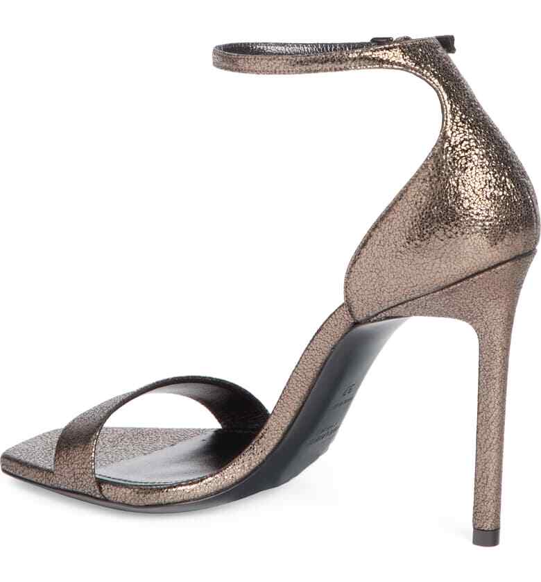 Sandali YSL Saint Laurent Ambra 105 Astrap taglia 40 10 nero metallo pistola metallizzato