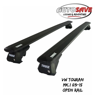 Thule Alu WingBar Evo Black Roof Bars Set to fit VW Touran Mk.1 03-15 Open Rail