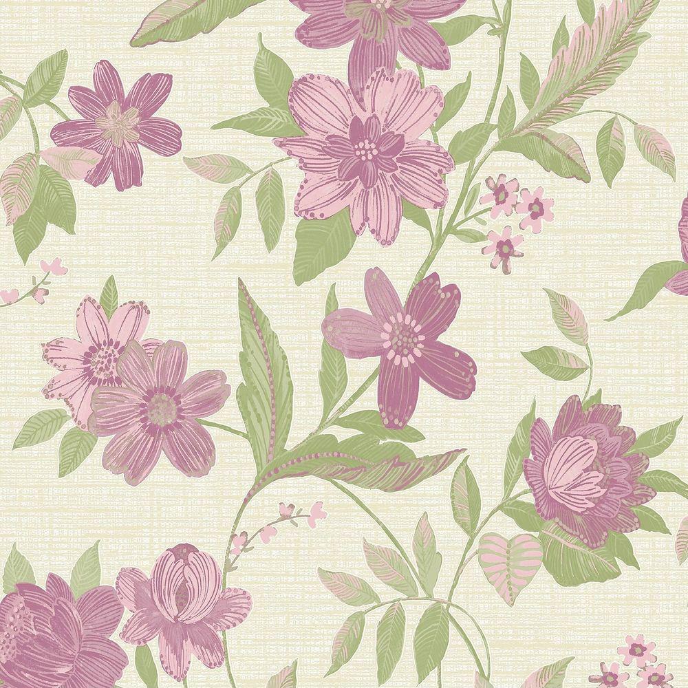 Pink Katsu Trail Wallpaper Grandeco Floral Paste The Wall Textured Blown Vinyl