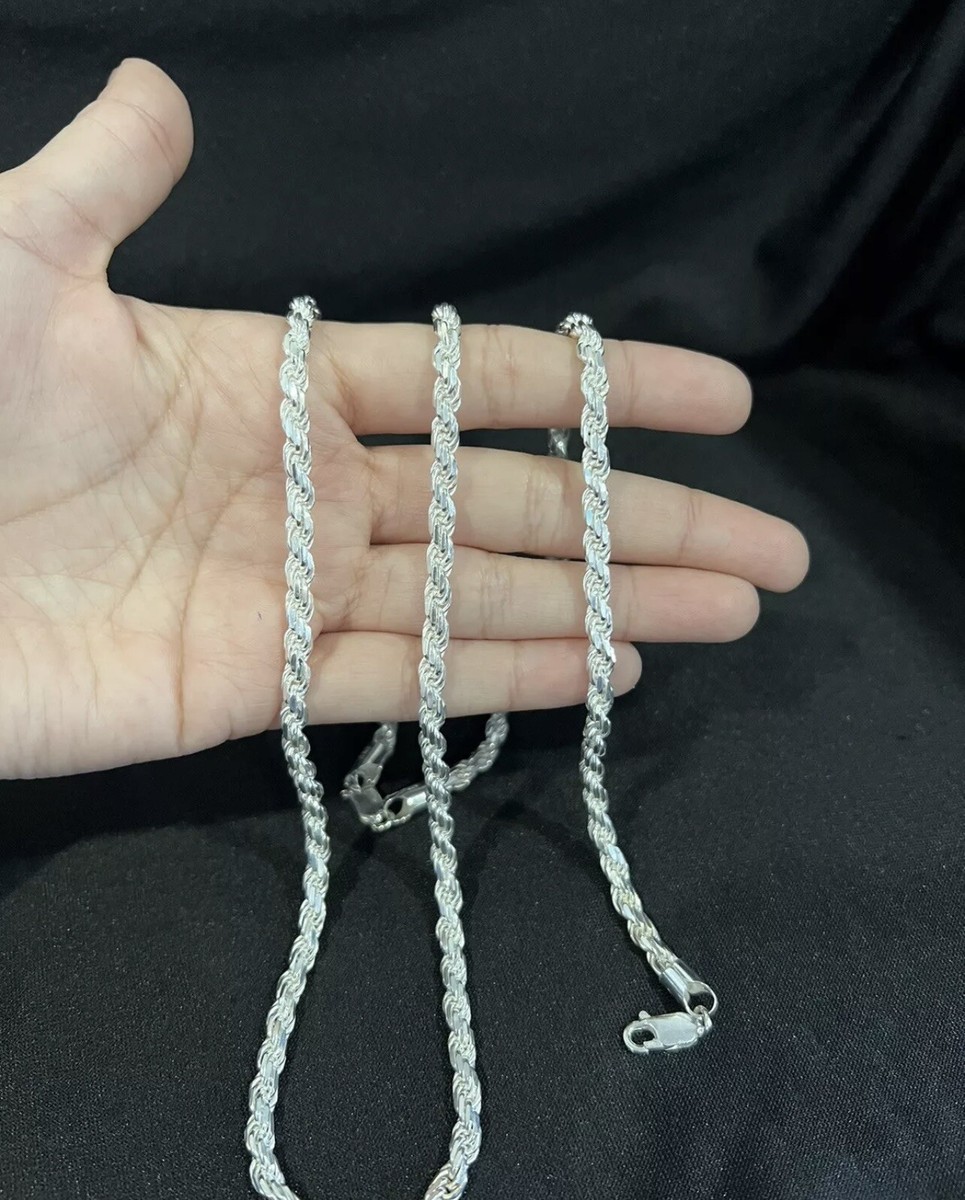 925 Sterling Silver Men Women Twisted Rope Bracelet 8