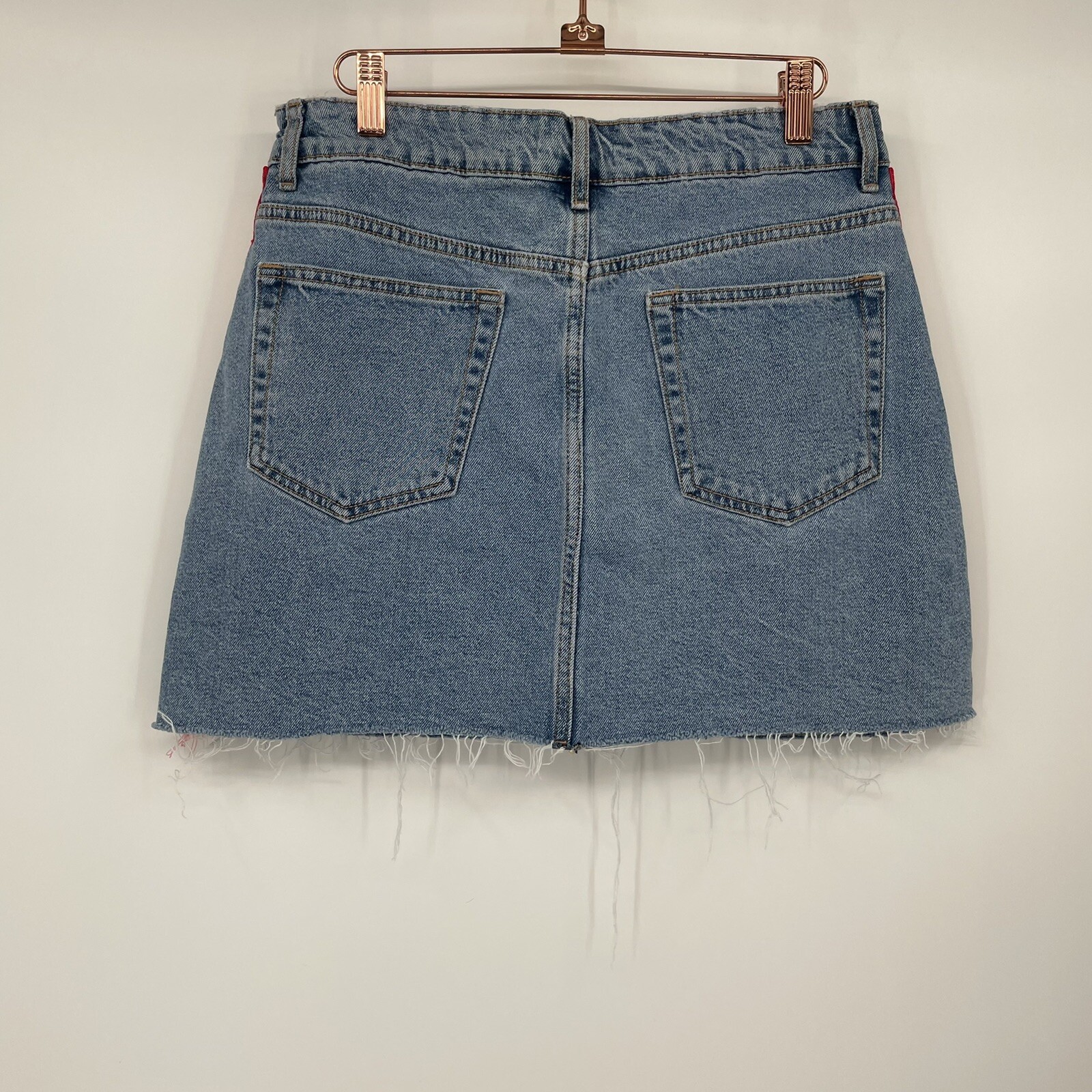 Zara Authentic Denim Trf Pink Side Stripe Mini Skirt … Gem