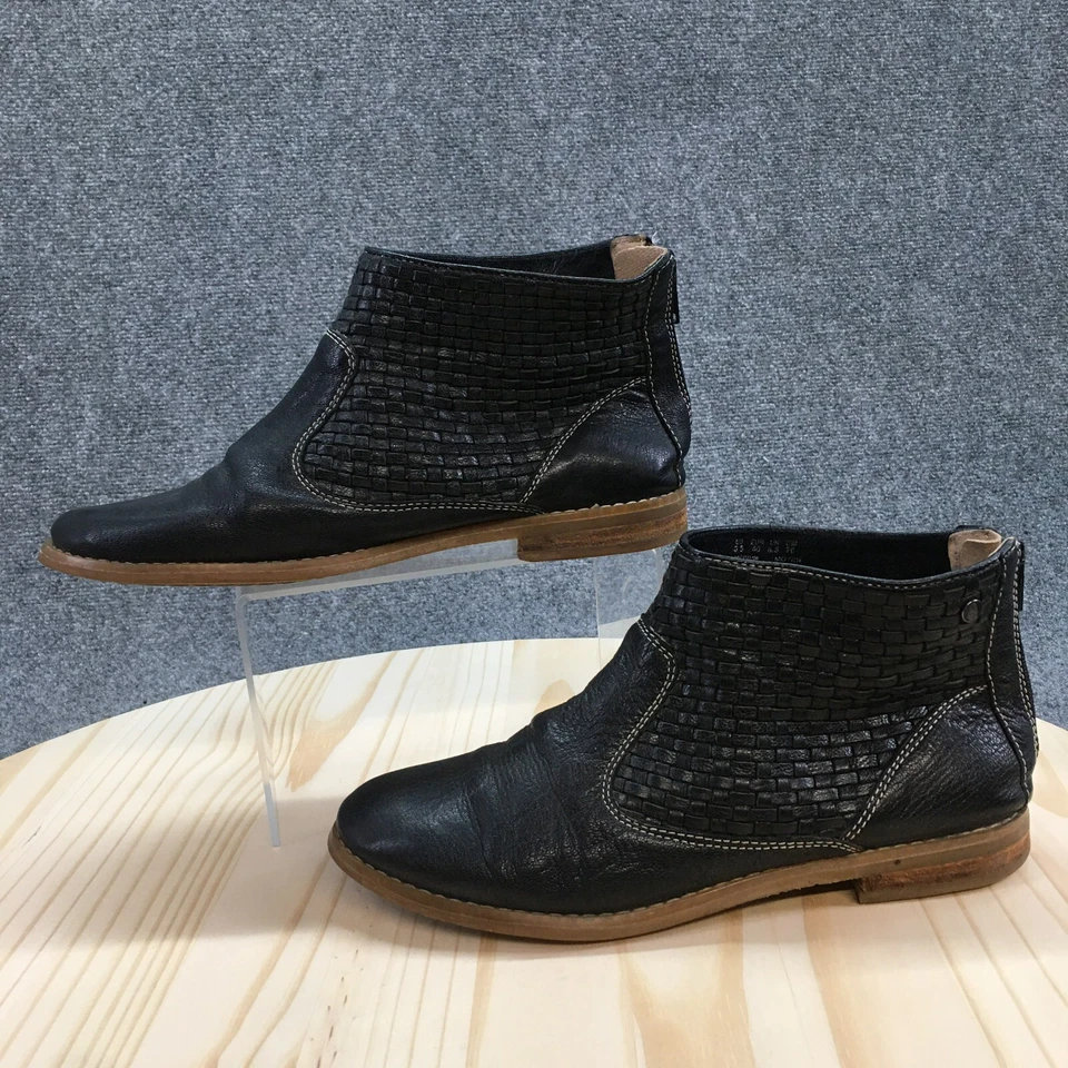 Botas Hush Puppies para mujer 8,5 M botines al tobillo negras punta almendra cremallera trasera tejidas Foto 2 de 4