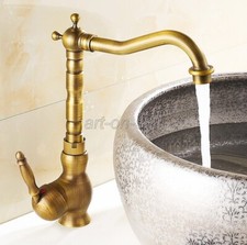 Antique Brass Swivel Bathroom Vanity Sink Faucet Single Handle Hole Mixer Tap
