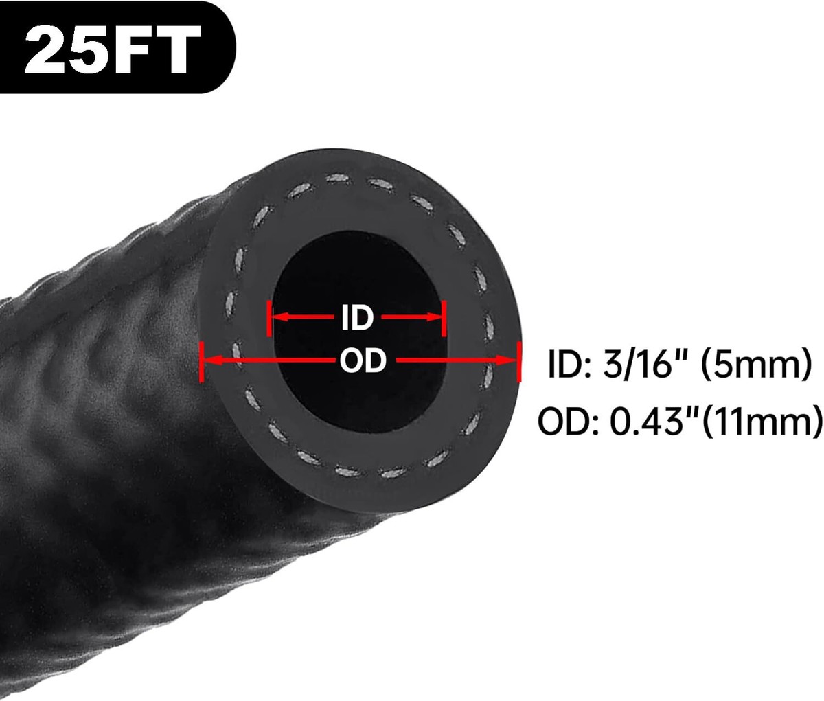 DMiotech 19mm(3/4") ID 27mm OD 10ft Fuel Line Hose Rubber Fuel System Engine Hose Black For Gas, Diesel, Fuel, Engine Oil, Hydraulic - View #3