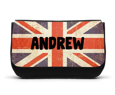Personalisiertes Federmäppchen Jungen Vintage Union Jack Flagge Schule Uni Geschenk Mädchen Tasche 