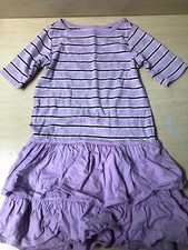 Tea Collection Girls Purple Striped Ruffle Dress Size 8
