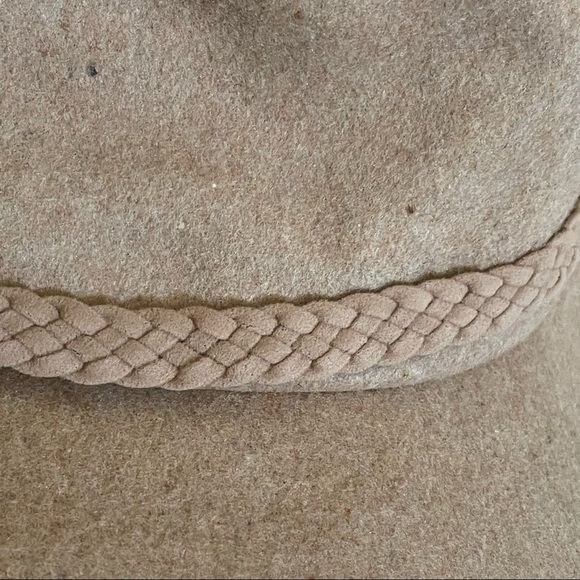 ASN Harper Felt Floppy Boater Hat Braided Trim Oatmeal Tan  display picture 1