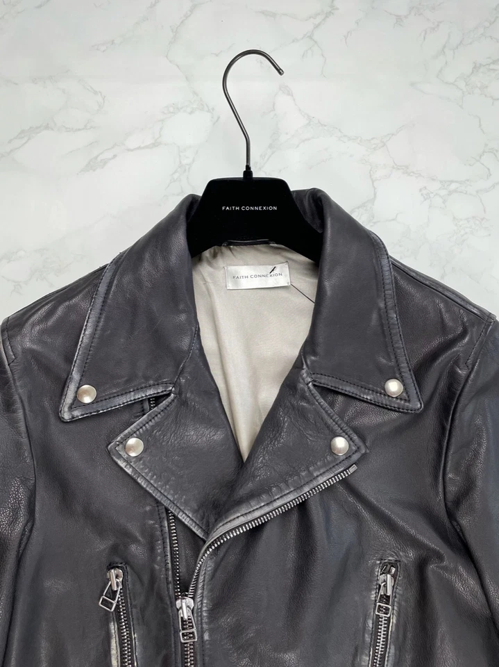 🔥80% DE DESCUENTO🔥[OFERTA] Chaqueta de cuero de motociclista Faith Connexion años 70 talla L Foto 3 de 4
