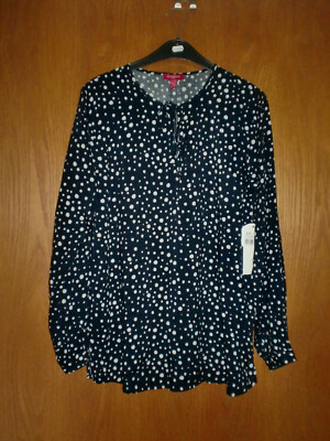 STOOKER - Hübsche Bluse in Gr.: 40/42 - Dunkelblau/Weiß - Polka Dots - NEU