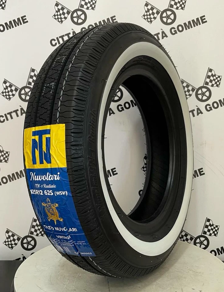 4 Pneumatici nuovi 125R12 62S Nuvolari Fascia Bianca 25mm Fiat 500 epoca F L R - Image 3 of 4