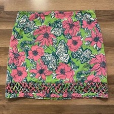 Lilly Pulitzer Pink/Green Floral Butterfly Skirt Size 4