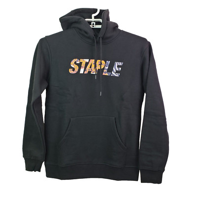 Staple Mens Size M Black Staple Pullover Casual Hooded Hoodie Sweater
