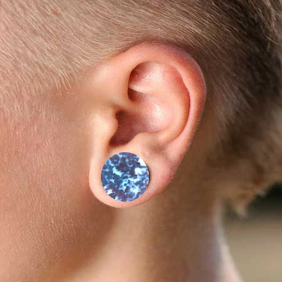 Par de tapones naturales para lóbulo de oreja de piedra de sangre de pollo E603 Foto 3 de 4