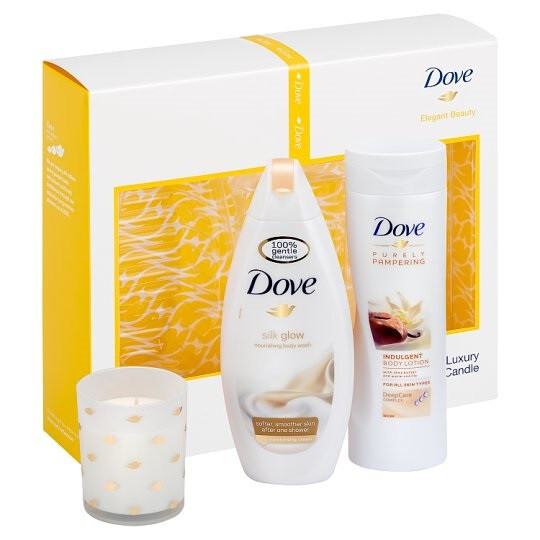 Dove Elegant Beauty Trio Gift Set + Luxury Scented Candle, 💥 PAPER MARKS ON BOX