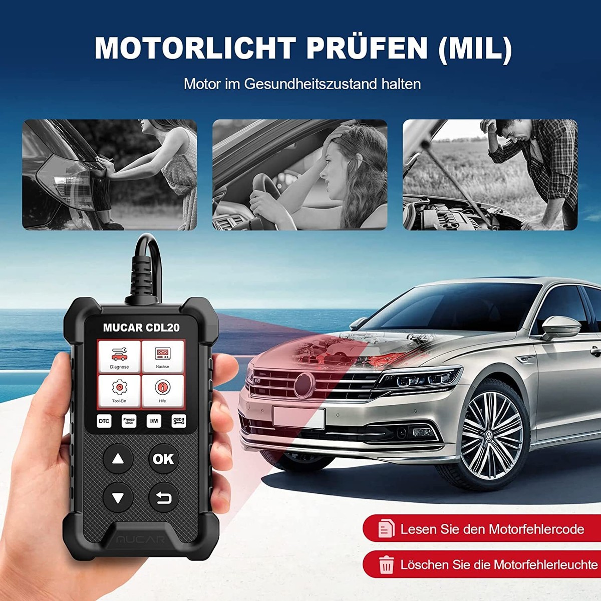 OBD2 Diagnosegerät Auto - Fehlerauslesegerät Mit Farbdisplay Für Alle OBDII Fahrzeuge