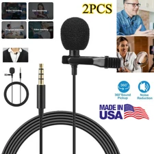 3.5mm Clip-On Mini Mic Microphone Lavalier Lapel For Mobile Phone PC Recordingx2