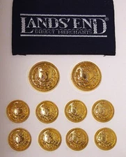 LANDS END REPLACEMENT BUTTONS 10 GOLD TONE SOLID METAL BUTTONS GOOD USED COND.