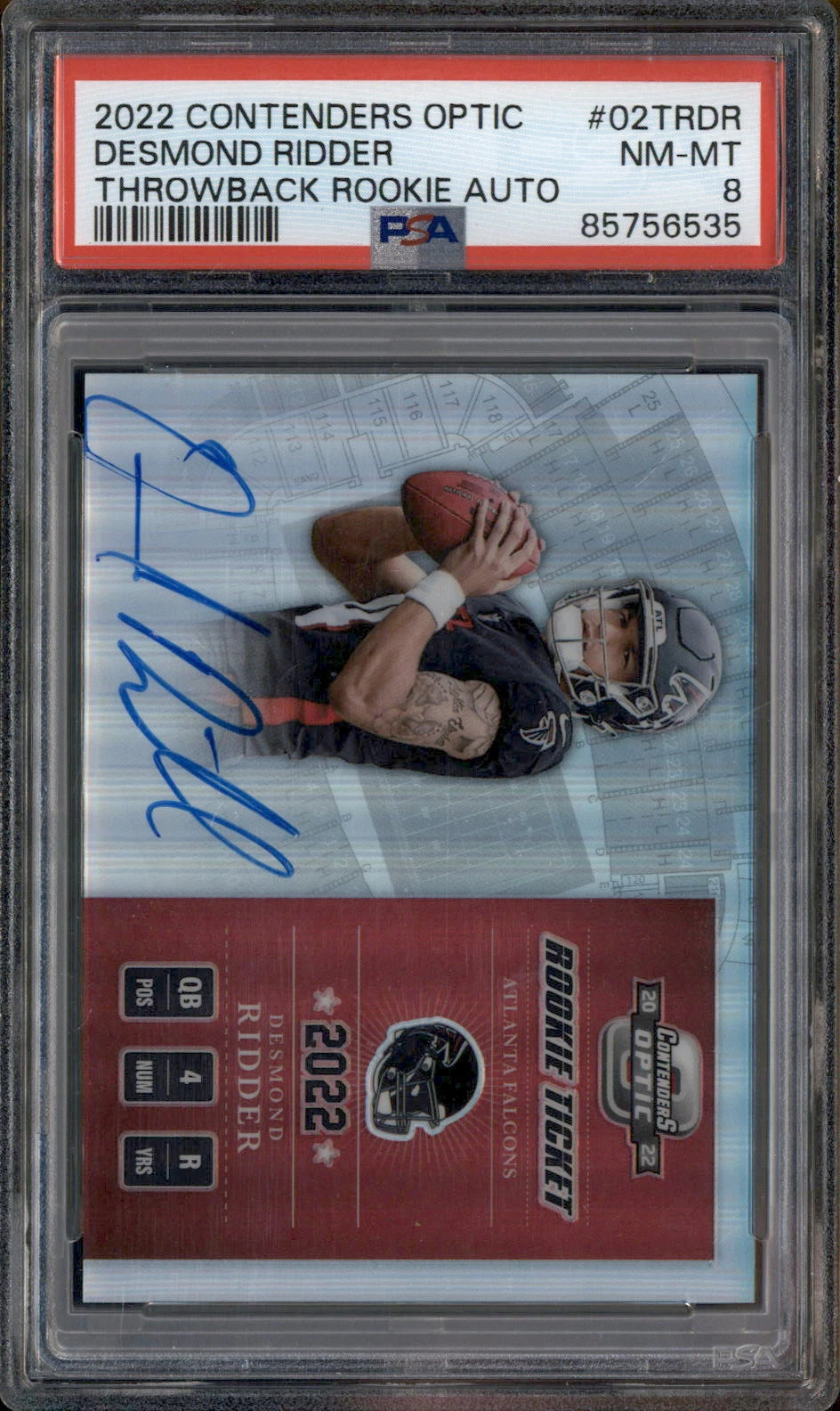 Desmond Ridder Panini Contenders Optic Contenders Throwback Rookie Autographs #02TRDR Base