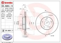2X Brembo 09.A864.11 Bremsscheibe FüR Toyota
