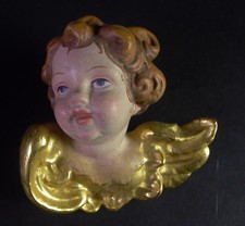 Engelskopf Holz geschnitzt & gefasst ( Nr.2 ) Blattgold