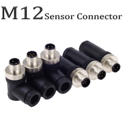M12 Connector 4Pin 3 5 8 Pin Sensor Adapter Male/Female Straight/Angled ...