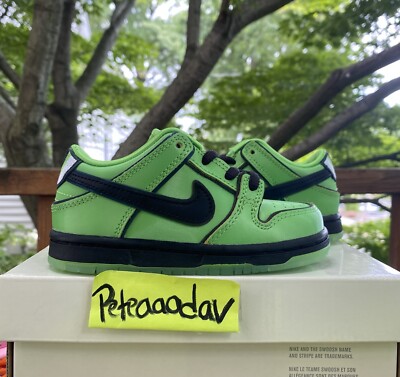 Nike SB Dunk Low Pro QS Powerpuff Girls Buttercup TD(Toddler) Size