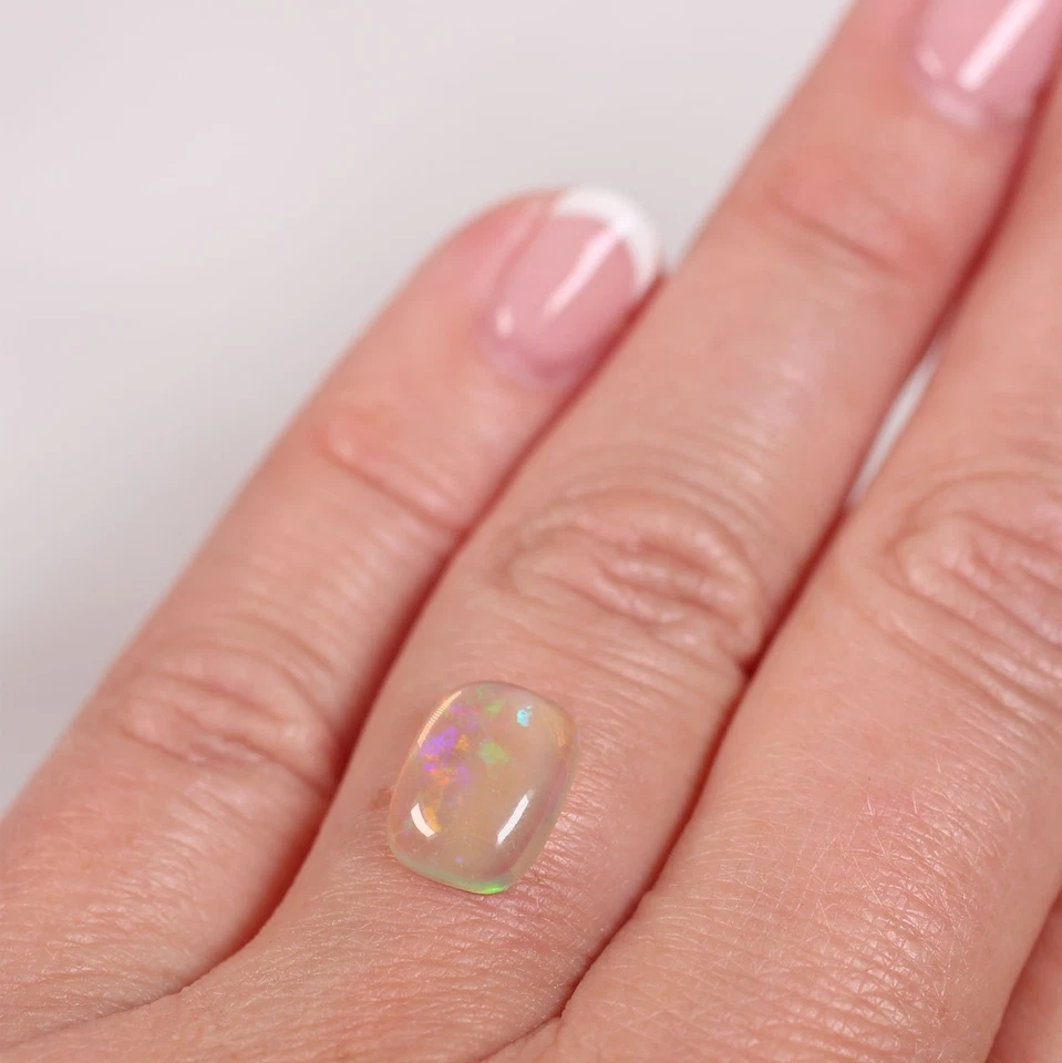 2ct Natural Australian Opal, 8 x 11 x 3.3mm Loose Polished Crystal Opal - Image 4 of 4