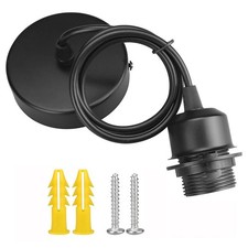 Pendant Light Fitting Ceiling Rose E27 Suspension Light Base Lamp Holder Black