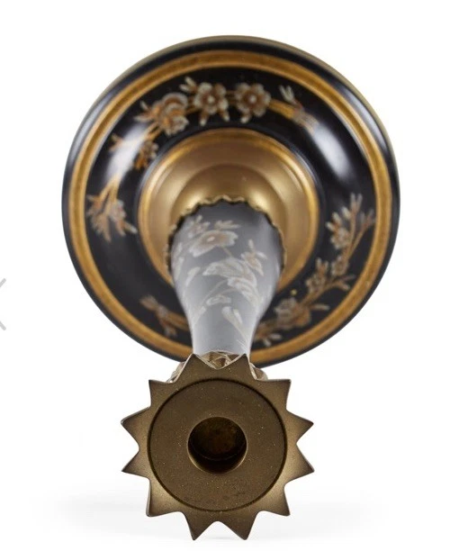 Candelabro francés vintage metalistería victoriana incrustación plateada motivo piña COMO NUEVO Foto 4 de 4