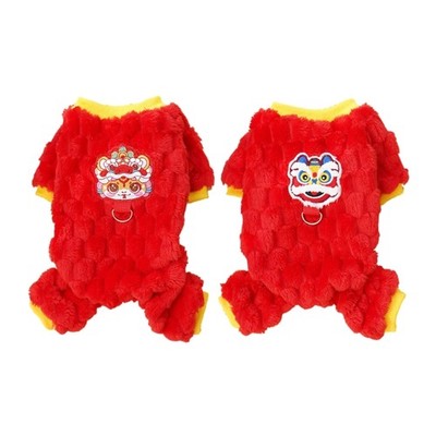 Dog Furry Coat Festive Fancywork for Spring Festival Dogs Thick Coat Dog Apparel